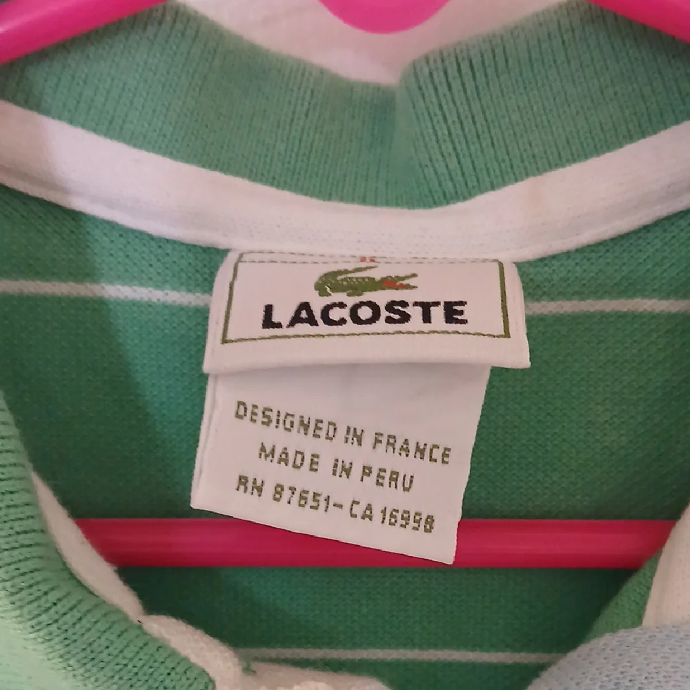 Lacoste Kids Polo in Green with White Stripes - Picture 2 of 5